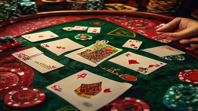 Một ván Tiến Lên miền Nam với các lá bài trên tay người chơi